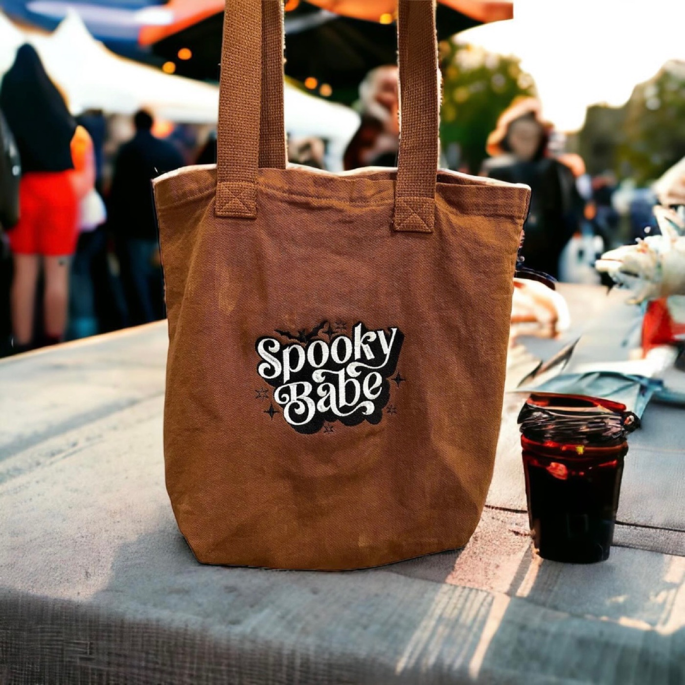 Spooky Babe — embroidered tote