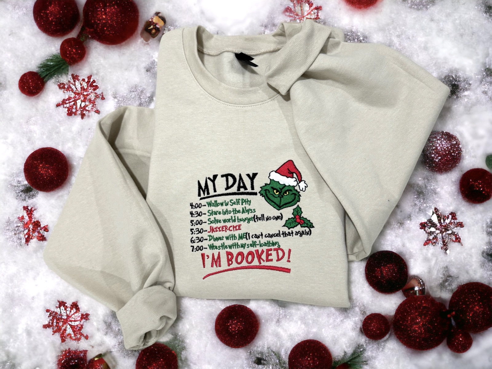 Grinch My Day embroidered crewneck